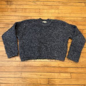 Anthropologie Womens Chunky Sweater Size Medium Gray Wool Mohair Polyester